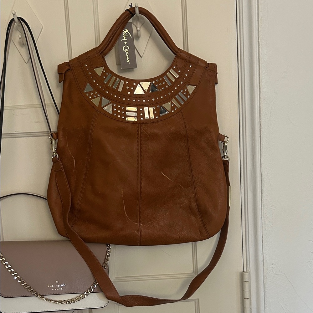 Foley Corinna brown leather Shoulder Bag new with tags with some scratches